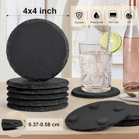 60 PCS Slate Drink Coasters, MAPRIAL 4 Inch Black Blank Handmade Rock Stone Coasters Bulk, 30 PCS Square Coasters, 30 PCS Hexagon Coasters for Laser Engraving, Home Decor, Gifts, Halloween Christmas in Saudi Arabia
