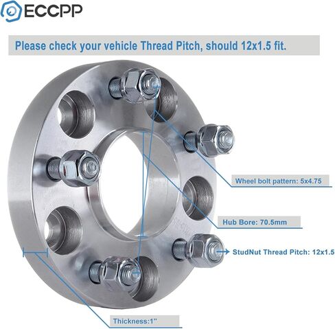 ECCPP 4PCS 5x4.75 Wheel Spacers Hub Centric 1" 5 Lug 12x1.5 70.5mm hub bore Compatible with for Chevrolet Blazer 1998-1999 2001-2005 for Chevrolet Camaro 1983-2002 for Corvette 1984-2019 in Saudi Arabia
