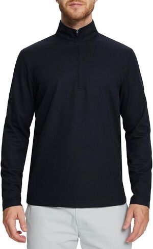 بلوفر روان بسحاب ربعي للرجال أداء جاف مناسب رياضي غير رسمي للجولف برقبة وهمية وأكمام طويلة بلوفر بنصف سحاب in Kuwait