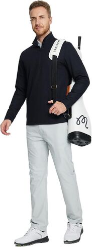 بلوفر روان بسحاب ربعي للرجال أداء جاف مناسب رياضي غير رسمي للجولف برقبة وهمية وأكمام طويلة بلوفر بنصف سحاب in Kuwait