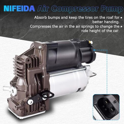 مضخة ضاغط تعليق هوائي Nifeida 1643201204 متوافقة مع 2006-2012 Mercedes Benz W164 X164 GL320 GL350 GL450 GL550 ML320 ML350 ML450 ML500 ML550 ML63 AMG 1643200004 1643200304 in Kuwait