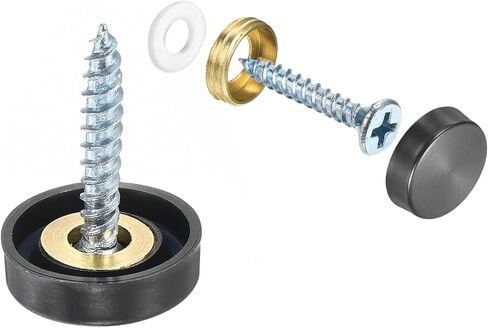 uxcell 16 Pcs Screw Covers Caps, 304 Stainless Steel Mirror Screws Decorative Caps Cover Nails, Mirror Screws Fasteners for Sign Advertising Hardware Construction, 16mm Diameter, Black in Saudi Arabia