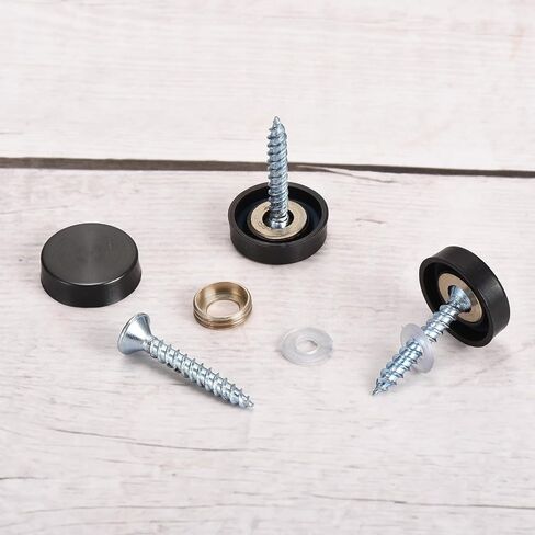 uxcell 16 Pcs Screw Covers Caps, 304 Stainless Steel Mirror Screws Decorative Caps Cover Nails, Mirror Screws Fasteners for Sign Advertising Hardware Construction, 16mm Diameter, Black in Saudi Arabia