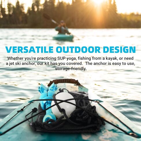 مرساة قابلة للطي مع مجموعة حبل، مرساة عنب متعددة الاستخدامات بوزن 3.5 رطل للقوارب المطاطية، قوارب الكاياك SUP الصغيرة، رحلات القوارب والزوارق، حبل بحري بطول 32 قدمًا مع عوامة علامة in Kuwait