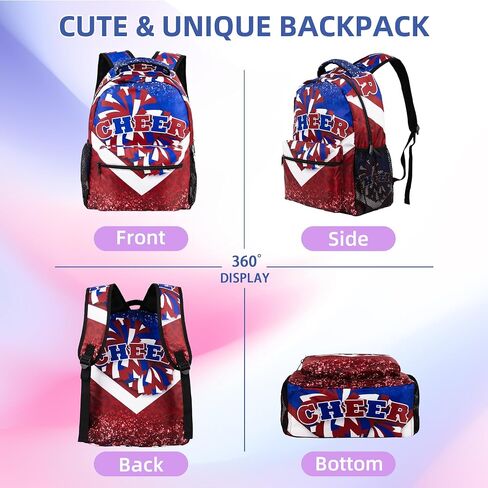 Cheer Backpack for Cheerleaders, Cheerleader Backpack for Women, Cheerleading Gifts for Teams (Blue&Red) in Saudi Arabia