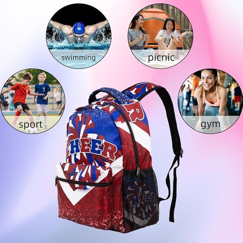 Cheer Backpack for Cheerleaders, Cheerleader Backpack for Women, Cheerleading Gifts for Teams (Blue&Red) in Saudi Arabia