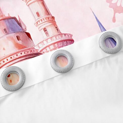 Princess Theme Window Drapes for Kids Girls Bedroom,Pink Castle Dreamy Window Treatments Microfiber Polyester 42Wx63L Inches,Flowers Garden Fairy Tale Window Curtains (Not Blackout) in Kuwait