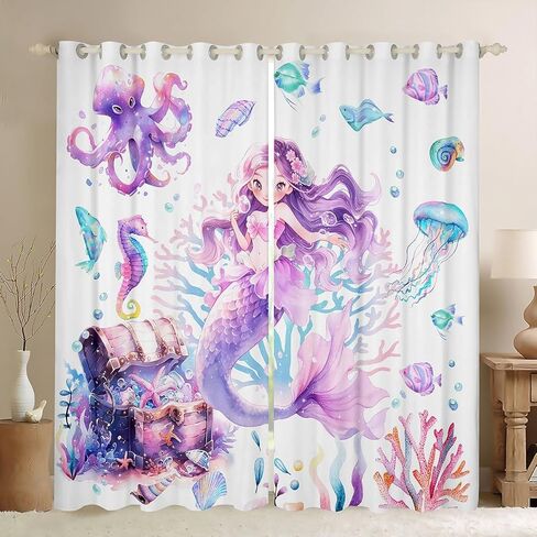 Princess Theme Window Drapes for Kids Girls Bedroom,Pink Castle Dreamy Window Treatments Microfiber Polyester 42Wx63L Inches,Flowers Garden Fairy Tale Window Curtains (Not Blackout) in Kuwait