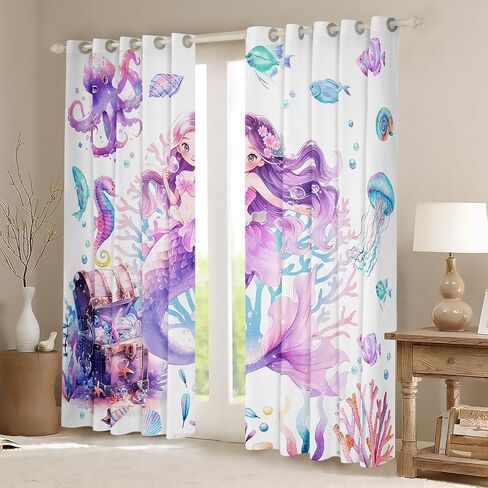 Princess Theme Window Drapes for Kids Girls Bedroom,Pink Castle Dreamy Window Treatments Microfiber Polyester 42Wx63L Inches,Flowers Garden Fairy Tale Window Curtains (Not Blackout) in Kuwait