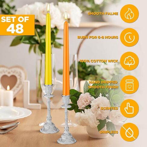 MTLEE Set of 48 Valentine's Day Dripless Taper Candles 10 Inch Candles Unscented Tall Candles Long Burning Wax Spiral Candlesticks for Rituals Dinner Party Wedding Decor(Black, Spiral) in Saudi Arabia