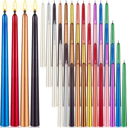 MTLEE Set of 48 Valentine's Day Dripless Taper Candles 10 Inch Candles Unscented Tall Candles Long Burning Wax Spiral Candlesticks for Rituals Dinner Party Wedding Decor(Black, Spiral) in Saudi Arabia