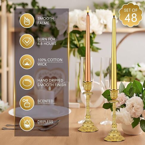MTLEE Set of 48 Valentine's Day Dripless Taper Candles 10 Inch Candles Unscented Tall Candles Long Burning Wax Spiral Candlesticks for Rituals Dinner Party Wedding Decor(Black, Spiral) in Saudi Arabia