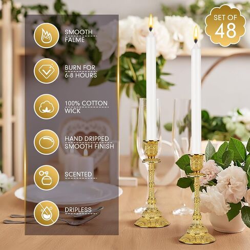 مجموعة MTLEE مكونة من 48 شموعًا مستدقة غير قابلة للتنقيط لعيد الحب مقاس 10 بوصات، شموع طويلة غير معطرة، شمعدان طويل محترق من الشمع الحلزوني لطقوس العشاء وحفلات الزفاف (أسود، حلزوني) in Saudi Arabia