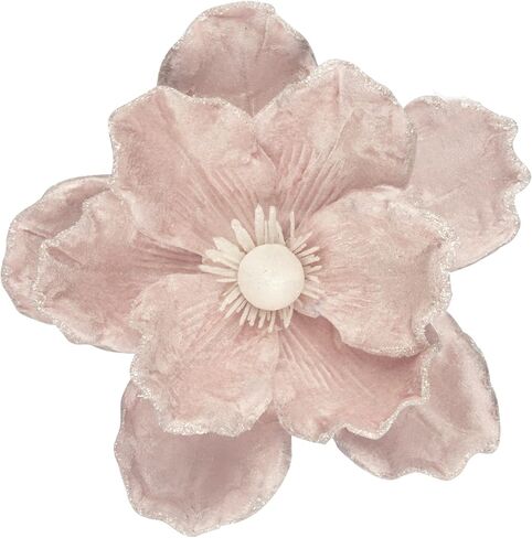 KI Store Christmas Tree Poinsettia Flower Cream White Velvet Magnolia Artificial Floral Ornaments Pack of 6 for Christmas Tree Decoration Wedding Centerpiece in Saudi Arabia