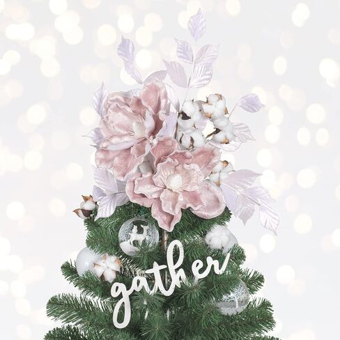 KI Store Christmas Tree Poinsettia Flower Cream White Velvet Magnolia Artificial Floral Ornaments Pack of 6 for Christmas Tree Decoration Wedding Centerpiece in Saudi Arabia