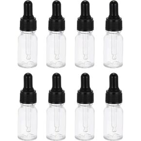 PATIKIL 15ml Glass Dropper Bottle, 8Pcs Leakproof Essential Oils Sample Liquid Perfume Container with Eye Dropper for Storage Travel, Clear