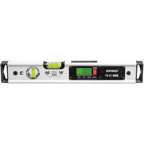 PRO900 Magnetic Digital Level 16-inch(40cm) with 2 LCD Screens and Carrying Bag included - 19 Measurements Memory Space - IP65 Rating - Elastomer Caps with High Energy Absorption