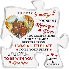 CEZII إلى My Future Wife Puzzle لوحة أكريليك، لوحة أكريليك شفافة لها، علامة أكريليك للأزواج لتزيين الطاولة، هدايا عيد ميلاد للزوجين، أفكار هدايا عيد الحب للحبيب، رومانسية لها