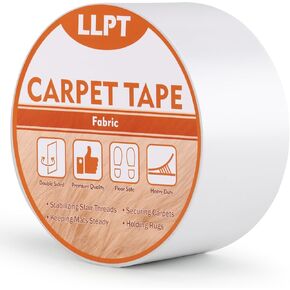 LLPT Double Sided Carpet Tape for Area Rugs 2" x 16.5 Ft Residue Free Heavy Duty Removable Easy Use Strong Adhesive Rug Gripper Tape for Laminate Hardwood Floors Carpet Tile (DCT505P1)