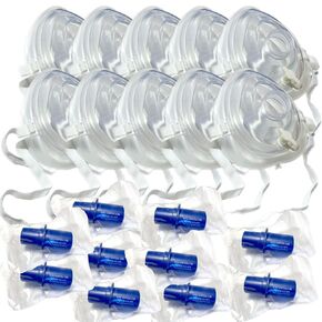 Kemp USA Adult and Child CPR Mask with Training Valve for CPR Training Classes - 10 Sets of Masks and Disposable Training Valves