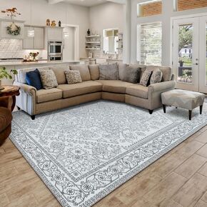 8x10 Area Rugs for Living Room, Boho Washable Rug Non-Slip and Non Shedding, Home Decor Black and White Rugs for Bedroom, Dining Room, Home Office, Kids Room in Saudi Arabia