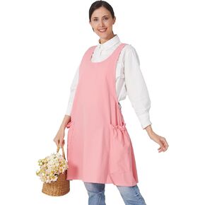 APRONNER Cozy Adjustable Cross Back Aprons for Women with Pockets Cotton Linen Cooking Kitchen Baking