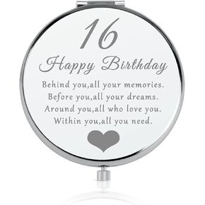 Sweet 13th Birthday Gift for Girls, Happy 13 Year Old Gifts for Daughter Granddaughter Sister Niece Friends, Rose Gold Compact Mirror for 13th Birthday Girls, 13 Years Old Girl Birthday Gift