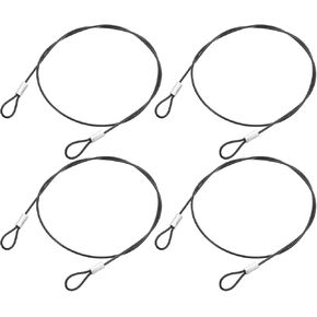 uxcell 4Pcs Lanyard Cable, 50cmx2mm Stainless Steel Wire Cable with Vinyl Coated Loops Security Steel Cable for Connect Furniture Outdoor Travel, Black