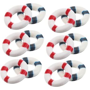 Ciieeo 12pcs Micro Swim Ring Nautical Lifebuoy Decorations Marine Ornament Nautical Life Ring Ornament Miniture Decoration Mini Life Ring Buoy Nautical Decor Ocean Suite Resin