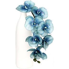 4 Pcs Silk Artificial Orchid Flowers Stem, 8 Heads Faux Phalaenopsis Flowers Branches 27.5'' Artificial Flowers Plants for Pots Vase Decor (Champagne)