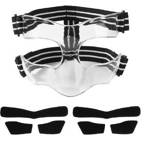 Nose Guard for Broken Nose, 5.9x3.74in White & Black Adjustable Face Shield with Pads Face Guard Sports Training Face Mask Nose Protector for Basketball Soccer Baseball