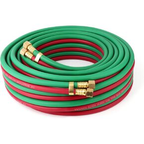 GASHER 1/4" x 25FT Oxygen Acetylene Twin Hose 9/16" 18-B fittings Welding Cutting Torch Grade T in Kuwait
