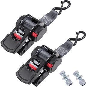 Ayaport Retractable Ratchet Straps 2 inch x 6ft Boat Transom Tie Down Straps to Trailer - 3300lbs Break Strength, Heavy Duty Bolt-on Trailer Straps for Boat, Jet Ski, Motorcycles, ATV