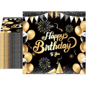 40 PCS Happy Birthday Napkins Teal and Silver Glitter Themed Birthday Party Napkins for Girl Woman Birthday Wedding Party Family Picnic 2 Ply
