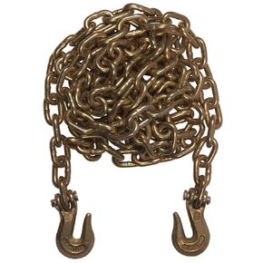 Tiedown Chains with Pulling Hooks – Grade 70 Carbon Steel Safety Tie Out Chain for Trucks, Trailers, RV – 16-Inch Heavy Duty Tow Chain for Industrial Applications 4,700 Lbs Loading Capacity