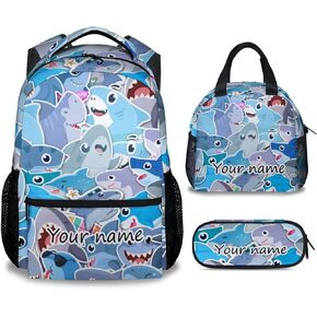 Shark Backpack for Boys Girls, 16 Inch Cute Backpack for School, Blue, Large Capacity, Durable, Lightweight Bookbag for Kids Travel