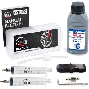 Borgen Bike Brake Bleed Kit for AVID SRAM Hydraulic Disc Brakes - Complete Bleeding Kit with Step-by-Step Instructions and 100ml (3.4oz) Mineral Oil for Perfect Bike Maintenance