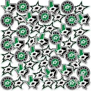 NHL Logo Dallas Stars 50ct Vinyl Large Deluxe Stickers Variety Pack - Laptop, Water Bottle, Scrapbooking, Tablet, Skateboard, Indoor/Outdoor