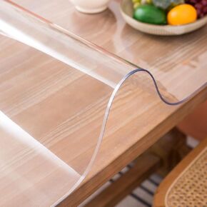 Clear Table Cover Protector 14 x 24 Inch, Clear Desk Mat, 1.5mm Thick Plastic Table Cover, Transparent Desk Cover, Desk Protector Mat for Desktop, Writing Desk