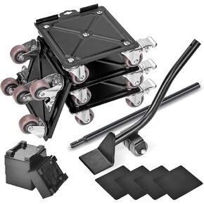 Furniture Dolly, Furniture Movers with 5 Wheels 360° Rotatable and Lockable, 4 Packs Premium Carbon Steel Furniture Lifter Mover Tool Set Perfect for Heavy Furniture (6.3 * 6.3inch)