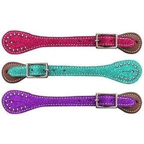 Showman Youth Glitter Leather Spur Straps