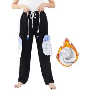 Fleece Lined Catheter Leg Bag Pants - Urine Bag Pants with Double Pockets for Men & Women - Holds (2) 2000ml Leg Bags - Compatible with Nephrostomy, Foley, Suprapubic & Biliary Catheters (Gray，XXL)
