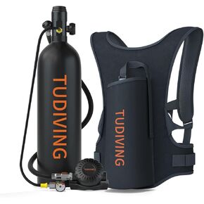 TUDIVING-1.9L خزان غوص صغير يدعم التنفس لمدة 30-45 دقيقة، أسطوانة غوص محمولة، خزان سكوبا قابل لإعادة الملء مع مضخة للترفيه والغوص/العمل تحت الماء