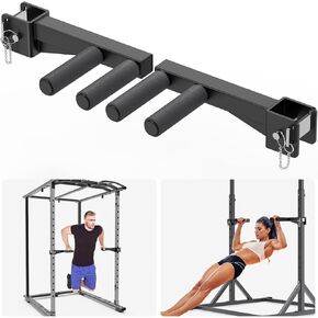 Dip Bar Attachment for Power Rack, Non-Slip Wide & Narrow Grip Handles, 500 lbs Capacity, Squat Rack Attachment for Dips, Inverted Rows, Push-Ups