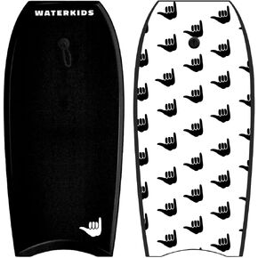 'Shaka' Kids Bodyboard 36" Body Board & Leash, Stylish Graphics, Lightweight Soft Top Bodyboard, EPS Foam Core, HDPE Slick Bottom & Included Wrist Leash, Great for Kids, Youth and Adult Surfers.