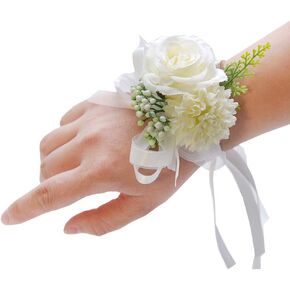 Latious Wedding Bride Rose Wrist Corsage Pink Bridesmaids Wrist Flower Flowergirl Hand Floral Decor Bridal Prom Party Accessories for Women and Girls (Pink)