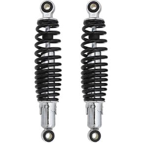 Minho Dual Rear Shock Absorbers with Adjustable Spring Preload in Heavy Iron Material Compatible with Chinese GY6 4-Stroke Engine Taotao ATV Go Kart,Black Color,270MM Length
