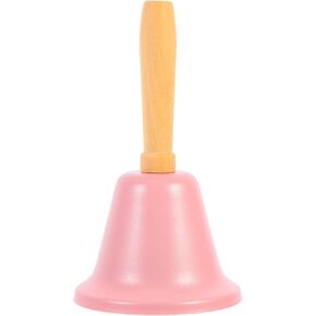 MAGICLULU 1Pcs Xmas Hand Call Bell Handbell with Wooden Handle Solid Loud Hand Bell for Christmas Dinner Calling Decor Pink