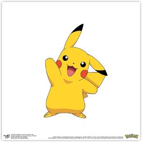 Trends International Gallery Pops Pokemon - Pikachu Waving Pose Wall Art, Black Framed Version, 12'' x 12''
