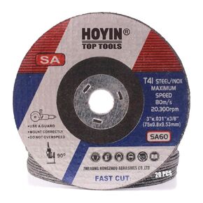 HOYIN Ultra Thin Cut-Off Wheels 3in,100% Single Crystal Corundum, .035in Thicknes,3/8in Arbor, for Die Grinder Cut-Off Wheel, and Angle Die Grinder (20)